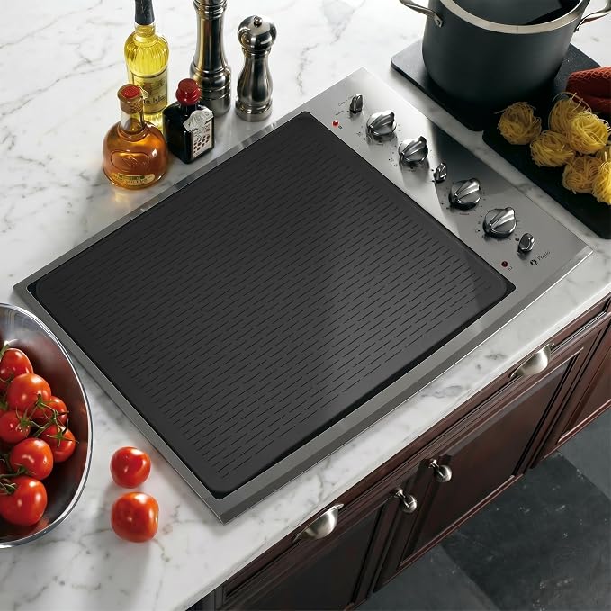 YUHFERA Stove Top Cover for Electric Stove - Silicone Stove Mat for Glass Top, Glass Cooktop Protector, XL Dish Drying Mats For Kitchen,Oven Covers for Electric Stove (Black,28 x 20)