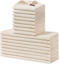 Homaxy 16 Pack 100% Cotton Kitchen Towels and Dishcloths Set, Beige | 12 x 12 Inches and 13 x 28 Inches Kitchen Towels Set, Ultra Soft Absorbent Dish Cloths for Washing Dishes