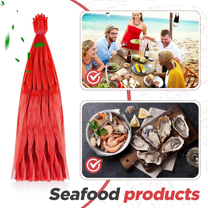 Windyun 1500 Pcs 20 Inch Mesh Bags for Vegetables Mesh Produce Bags Reusable Nylon Netting Bulk, Fits Storage Egg Vegetable Seafood Fruits Grocery (Red)