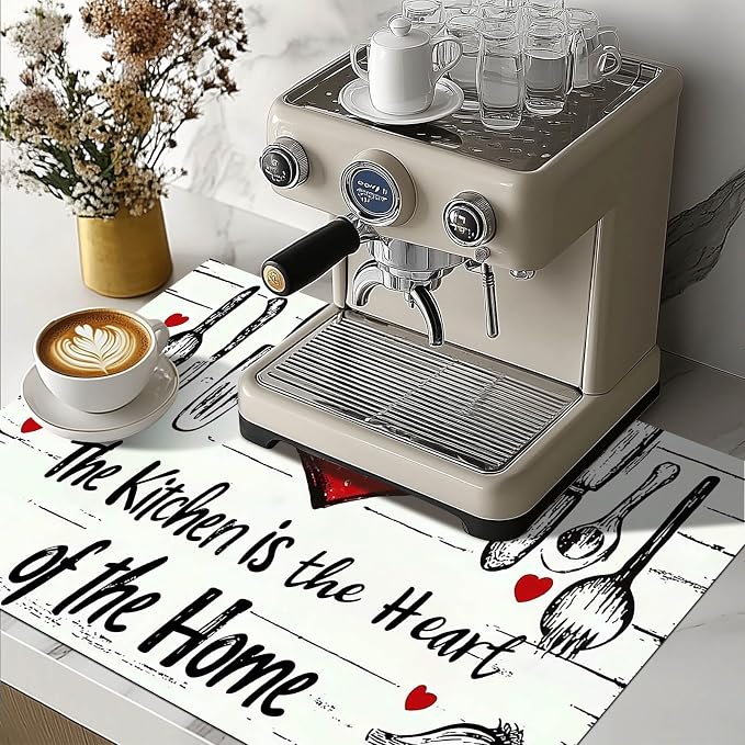 HOMETITUTE Heart Stove Top Cover 28x20 Rustic Diatomite Heat Resistant Mat