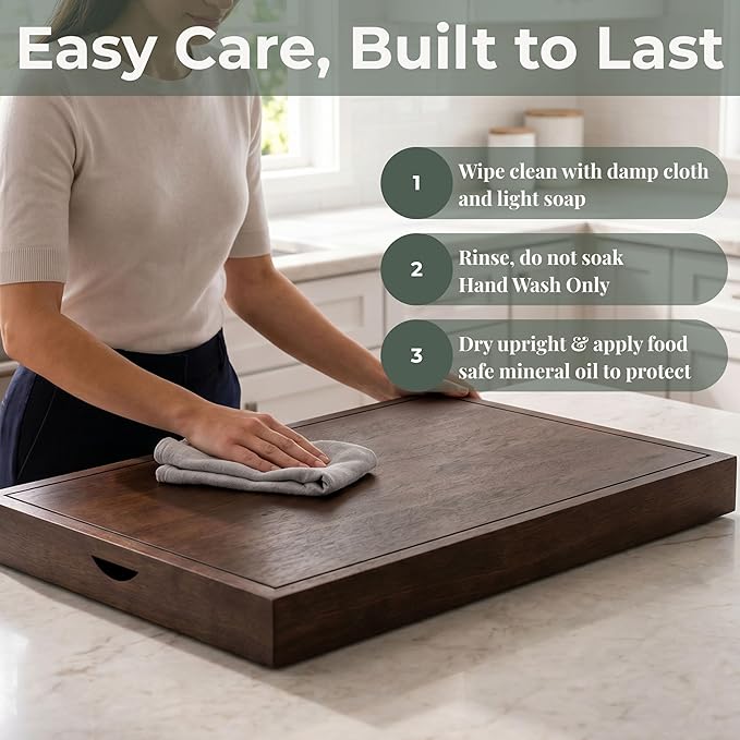 Wood Stove Top Cover for Gas Stove Top - Noodle Board Stovetop Cover for Gas Stove | Wooden Stove Cover Cutting Board with Handles | Butcher Block Stove Top Covers for Electric and Gas Burners