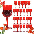 24Pack Plastic Wine Glasses, 7oz Vintage Goblets for Wedding | Unbreakable Crystal Style Reusable Stemware, Elegant Red Drinking Glass for Party Anniversary & Holiday Celebration