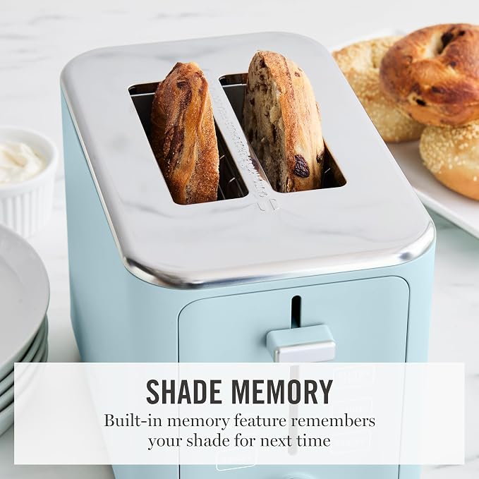 Martha Stewart 2-Slice Toaster, 3 Presets & 10 Shade Settings, Sky Blue