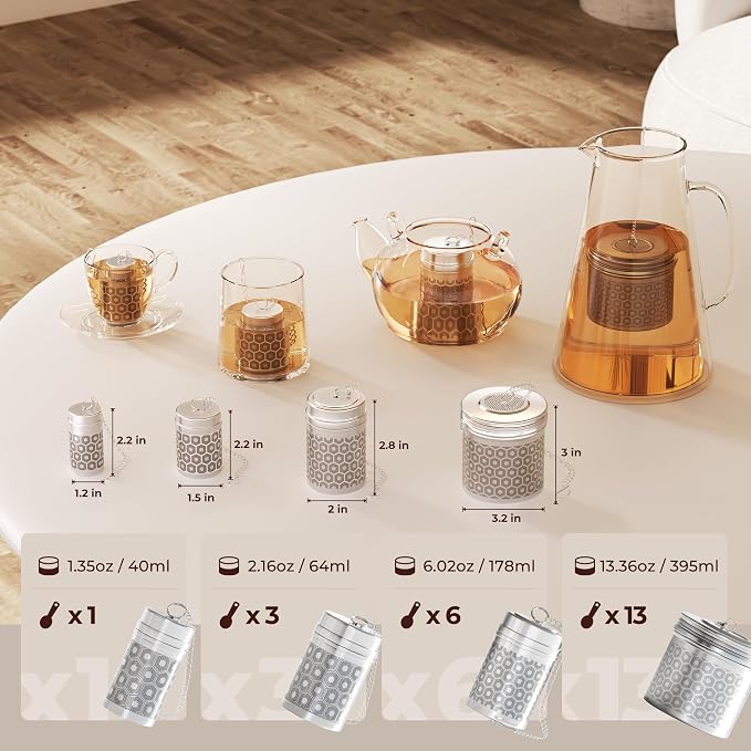 Stainless Steel Large Tea Infuser for Loose Leaf Tea & Spice Ball | Tea Strainer Extra Fine Mesh Large Tea Ball 2” x 2.8” Loose Leaf Tea Steeper for Teapot Pitcher Cup Mug Bottle Kettle