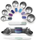 Spring Chef Magnetic Measuring Cups & Spoons Set of 15, Winter Frost | Patented Nesting Stainless Steel Measuring Cups & Heavy Duty Metal Measuring Spoons w/ Levelers for Dry & Liquid Ingredients