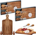 2 Sets Bridal Shower Favor Prizes Charcuterie Board,Acacia Color | Acacia Wood Cheese Board with Knife Fork Thank You Tag, Gift Box for Guests, Valentines Wedding Baby Shower Party Favors
