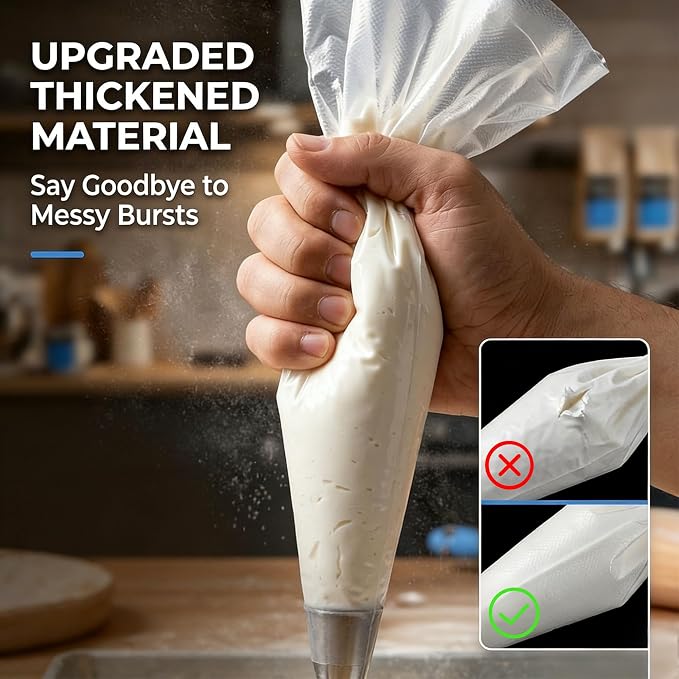 100Pcs Large Piping Bags,24 Inch Big Disposable Pastry Bags with Ties&Clips | Piping Bags,Cake Decorating Bags for Decorating Cupcakes Cakes Cookies