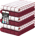 Homaxy Large Premium Cotton Kitchen Towels 16"x 28", 6 Pack, Red | Natural Ring Spun 390 GSM Dish Towels, Super Absorbent Terry Kitchen Hand Towels, Soft Tea Towels with Hanging Loop