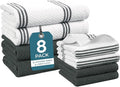 Casa Platino Kitchen Towel Set 8 Pc - 4 Dish Towels (16"x26") & 4 Dish Cloths for Washing Dishes (13"x13") - Absorbent Tea Towels, Quick Drying & Durable Cleaning Cloths, Easy Care Wash Rags - Grey.