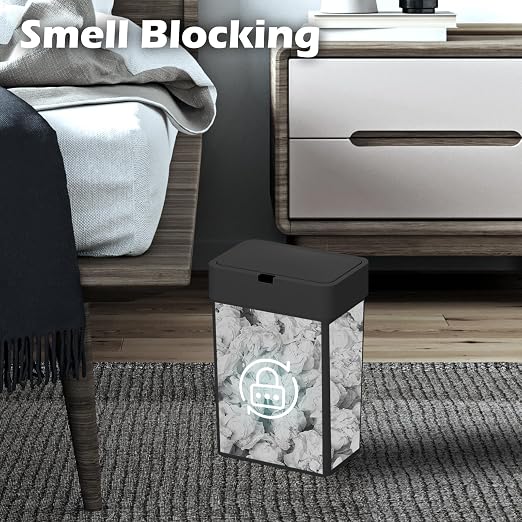 ELPHECO Bathroom Trash Can with Lid,Motion Sensor, 2 Pack Black | Automatic Garbage Can, 2.5 Gallon + 4 Gallon Smart Slim Waterproof Trash Bins for Bedroom, Office, Living Room