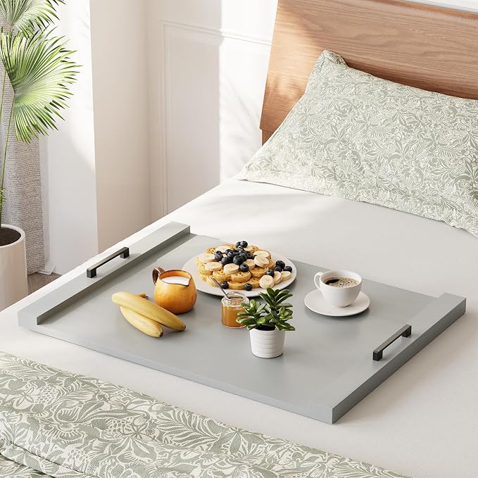 SpaceAid Noodle Board Stove Kitchen Cover with Handles, Top Covers for Gas Burners and Electric Stove, Oven Decor Accessories Wood Tray for Countertop, Gray Bamboo