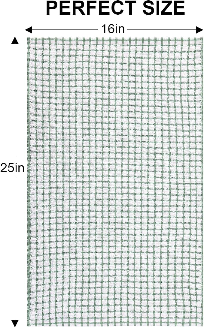 Kitinjoy Cotton 6 Pack Terry Kitchen Towels, Grass Green | 16 x 25 Inches Super Soft and Absorbent Dish Towels, Quick Drying hand towels for kitchen Drying