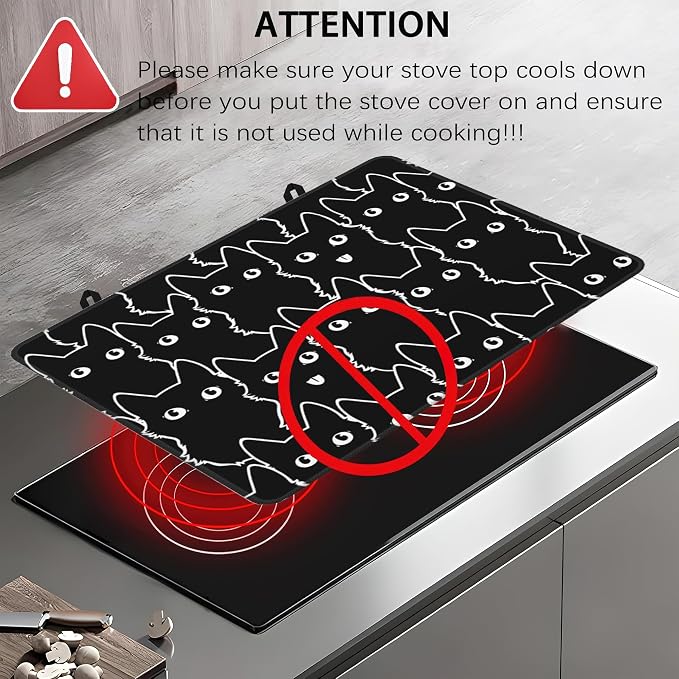 Electric Stove Top Cover Protector –Cute Cat Glass Flat Top Stove Mat Oven Induction Cooktop Mat for Ceramic Countertop Mats Heat-Resistant Dish Drying Mat