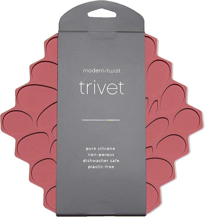 7 x 7 Hive Interlocking Silicone Trivet, BPA, PVC-Free, Heat Resistant Up to 675°F, Non Slip, Protects Table from Heat, Rouge Color, Pack of 1