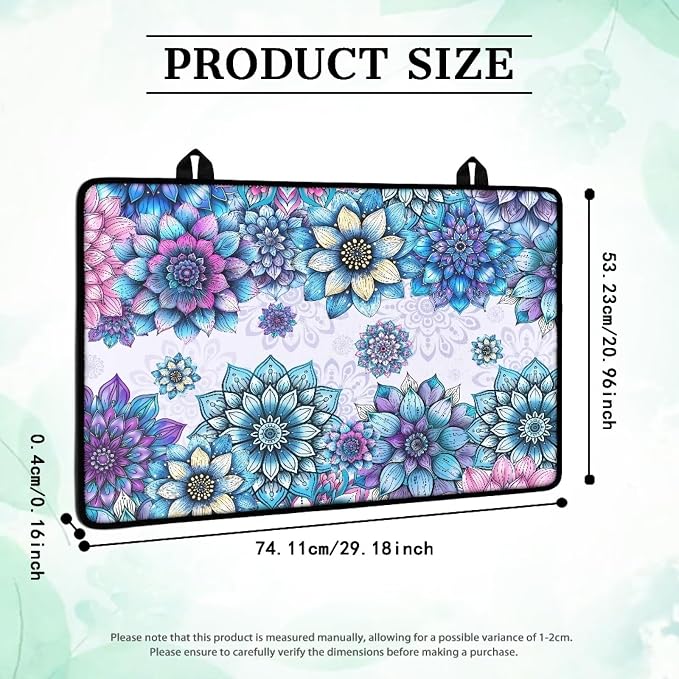 Bohemian Lotus Flower Print Stove Top Covers for Electric Stove Heat Resistant Silicone Cooktop Cover Anti-Slip Stovetop Protector Coffee Machine Mat for Kitchen, 29.18 x 20.96 inch