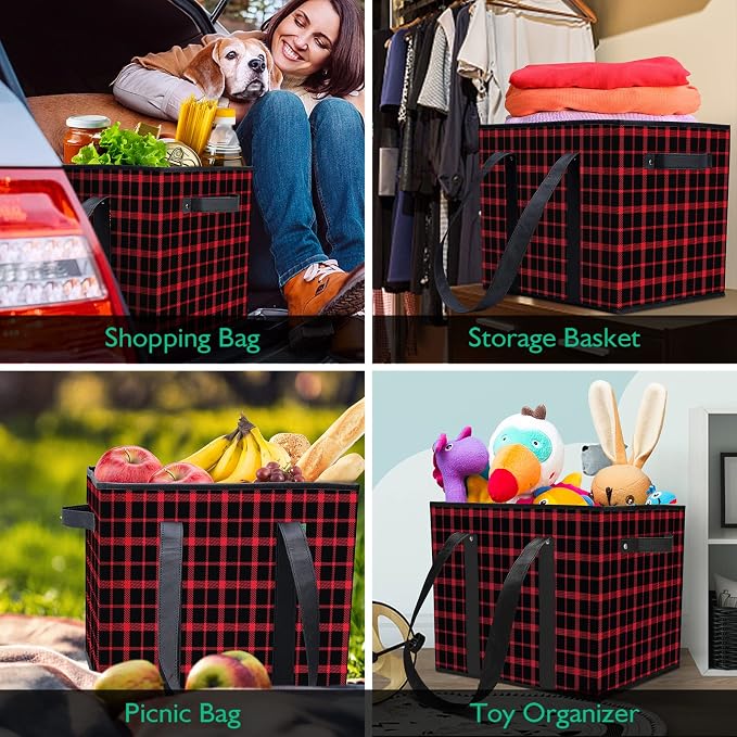 Reusable Grocery Bags 4 Pack, Foldable & Water Resistant Shopping Bags | Large Grocery Tote Bag Water Resistant Shopping Bags Foldable Grocery Bag for Clothes,Shoes and Picnic