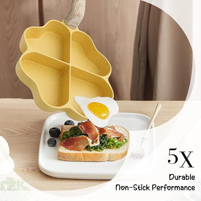 Caannasweis Egg Pan Omelette Pan, 4-Cup Nonstick Breakfast Pan | Skillet, Breakfast Frying Pan Egg Cooker Suitable for Gas Stove & Induction Cookware, PFOA PFOS Free, Yellow