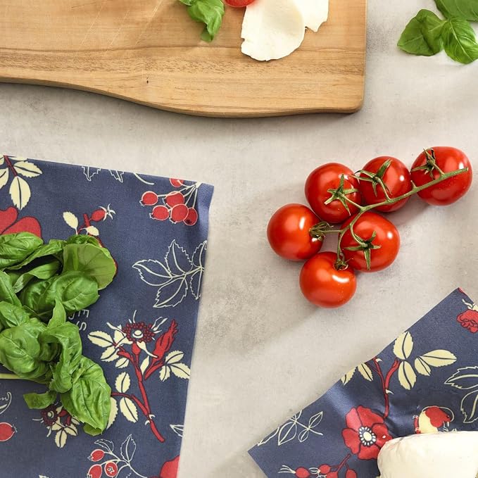 Bee's Wrap Beeswax Food Wraps, 2 Medium & Sandwich Pack - Botanical | Organic Beeswax Wraps - Plastic Free - Reusable Food Storage - Lunches & Leftovers - Made in USA