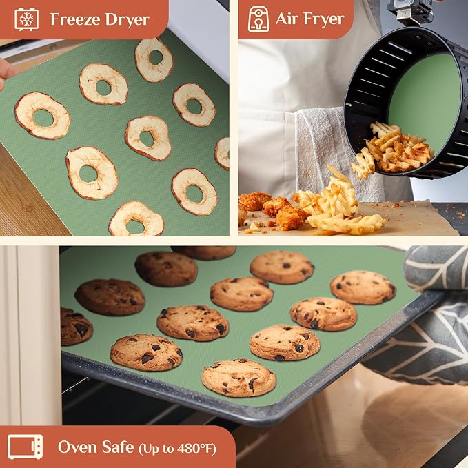 GTJ Silicone Baking Mat Roll, Reusable Baking Sheet Liners, 20 in x 6 ft | Free Cut to Size, Food-Grade, Non-Stick, Non-Slip, For Dough, Pastry, Air Fryer, Freeze Dryer, Oven Pan, Kitchen Counter