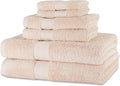 Amazon Basics Fade-Resistant 100% Cotton Bath, Hand and Washcloth Towel Set, 30 x 54 inches, Blush Pink, Set of 6
