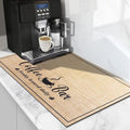 CooRug Fashion Coffee Mat, Dish Drying Mat 12" x 20" Beige | Hide Stain, Absorbent, Coffee Bar Accessories, Heat Resistant, Non-slip, Eco-friendly, Easy to Clean