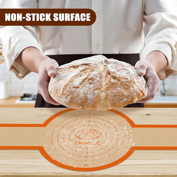 Silicone Bread Sling, Sourdough Transfer, Nonstick, 2 Pack Round | Easy Cleanup & Reusable Baking Mats, Sour Dough Tools & Supplies for Dutch Oven, Orange