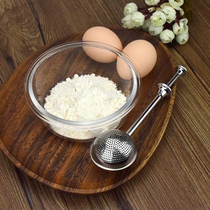 Powder Sugar Shaker Sifter Duster Baker's Dusting Wand Dispenser for Flour Spices Sugar Tea Strainer Steeper Tea Balls for Loose Tea