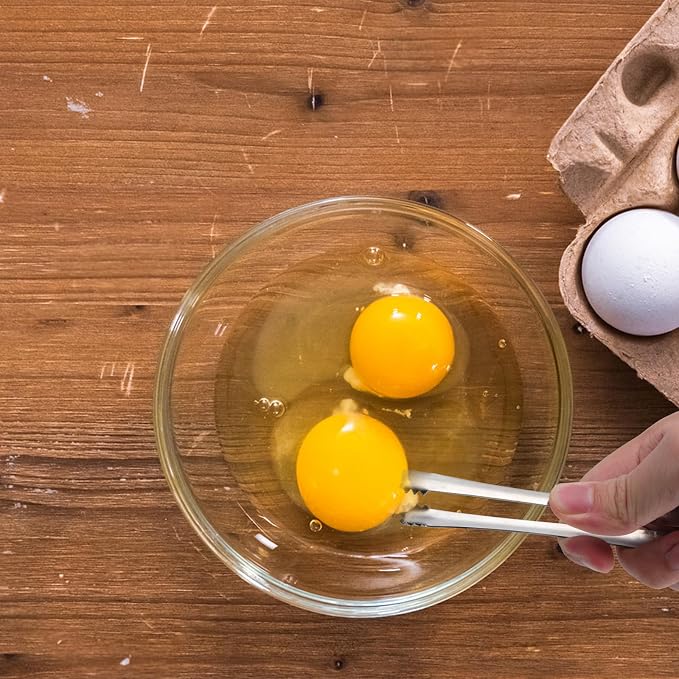 Egg Chalaza Removal Tongs, Toothed Design Eggshell Fragment Membrane Remover Tong Stainless Steel Multipurpose Egg Chalazae Tool Essential Kitchen Tool for Cooking Food Cake Bakers Pastry Chefs