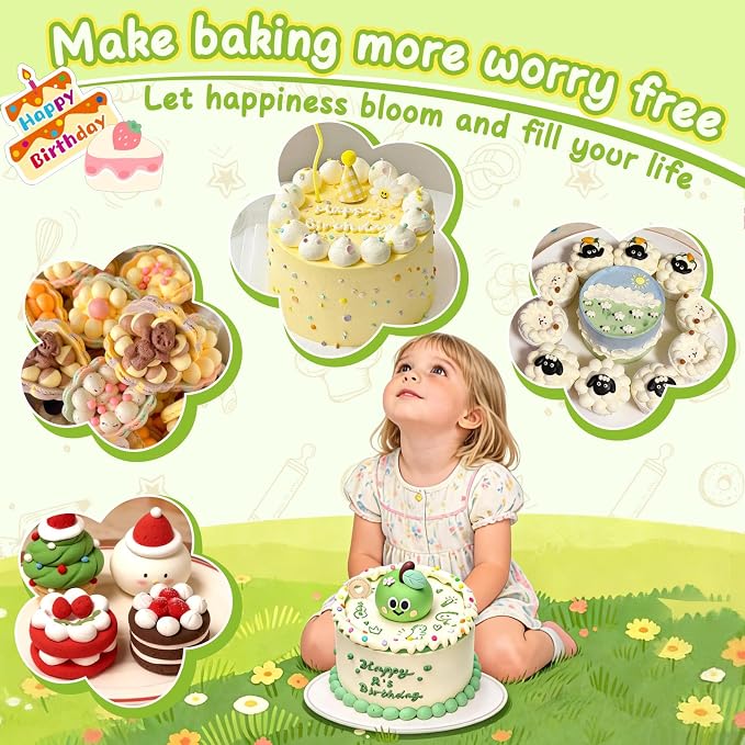 Hendiy 5 Pieces Large Round Piping Tip Set, Stainless Steel | Professional Cake Decorating, Frosting Tip, For Cupcakes Cakes Cookies