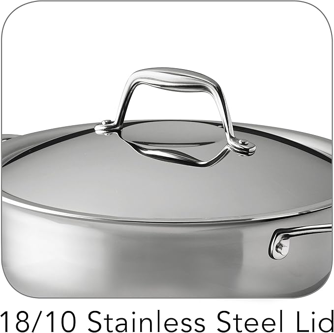 Tramontina Signature Tri-Ply Clad Stainless Steel 4-Quart Universal Pan | Induction-Ready Cooking Pan, Dishwasher-Safe, NSF-Certified, Made in Brazil