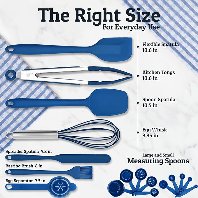 6Pc Stainless Steel Mixing Bowls with Lids Set, Huge 7 Qrt Size Metal Bowl Set for Kitchen, 3 Graters, Non-Slip Bases & Silicone Utensils Set, Blue
