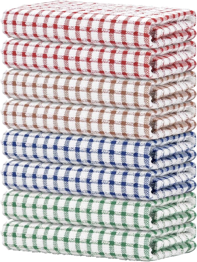 Nialnant 8 Pack Kitchen Towels, Dish Towels for Kitchen, 100% Cotton Dish Cloths for Washing Dishes, Quick Drying Reusable Cleaning Rag - 25 x 16 in
