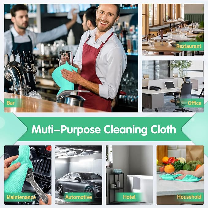 Turquoise Microfiber Cleaning Cloth -Pack of 12, Highly Absorbent Cleaning Rags, 16"X12" All Purpose Cleaning Towels for Housekeeping, Kitchen, Car, Lint Free and Reusable Microfiber Towels