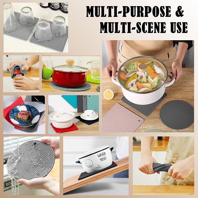 Hot Pads and Oven Mitts, Trivets for Hot Dishes and Hot Pan, Hot Pads for Kitchen, Countertops, Spoon Rest, Red