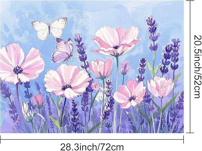 HOMETITUTE Stove Top Cover 28x20 Pink Floral Purple Garden Diatomite Mat