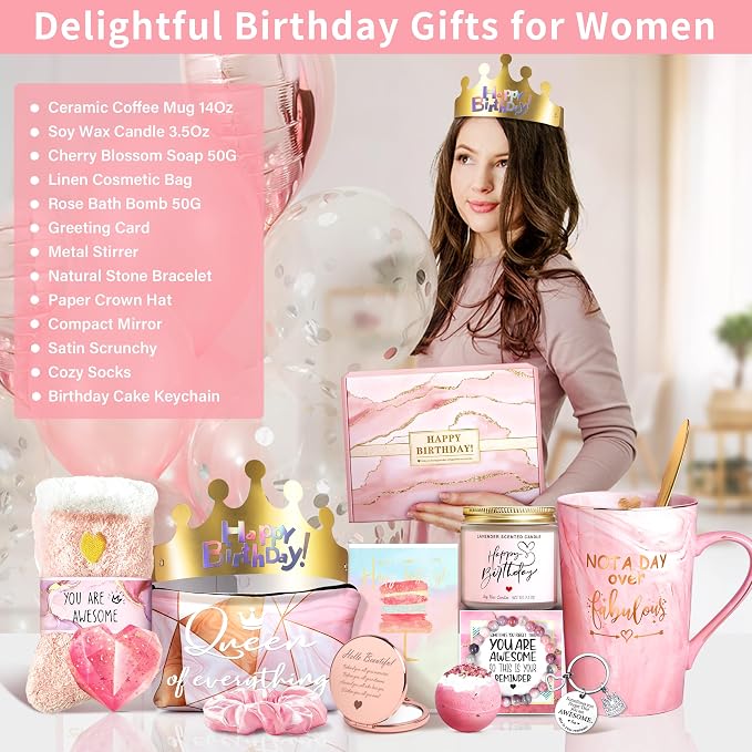 Jumway Not A Day Over Fabulous Mug Gifts Set- Birthday Gifts for Women - Funny Birthday Gift Ideas for Her,Friends, Coworkers, Her, Wife, Mom, Daughter, Sister, Aunt Ceramic Marble Mug 14 Oz