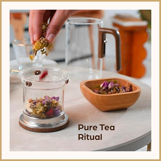 Magic Tea Pot - Modern Glass Infuser Tea pot - Water Separation Enchanted Teapot with Heat-Resistant Handle - Elegant Gift Box & Writable Card - Perfect for Loose Leaf Tea - 1000 ML (34oz)