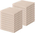 Homaxy 100% Cotton Waffle Weave Kitchen Dish Cloths 18-Pack, Beige | 12 x 12 Inches, Ultra Soft Absorbent Dish Towels, Quick Drying Dish Rags with Hanging Loop