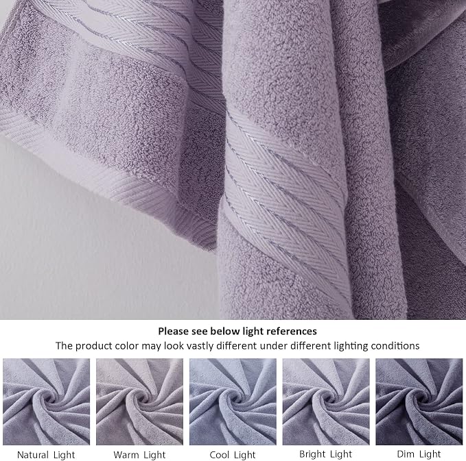 COZYART Luxury Bath Towel Set 6 Pcs, Lavender 100% Turkish Cotton 650 GSM | OEKO-Tex 100 Certified Zero Twist Ring Spun, Soft Absorbent Quick Dry, Plush Fluffy, Breathable Hotel Quality for Daily Use