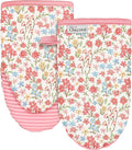 100% Thick Cotton Oven Mitts Ribbed Soft Silicone Pink Flower | Aesthetic Oven Mitts for Women, Machine Washable Non-Slip Kitchen Mitts, Reversible for Both Hands, Stylish Kitchen Decor