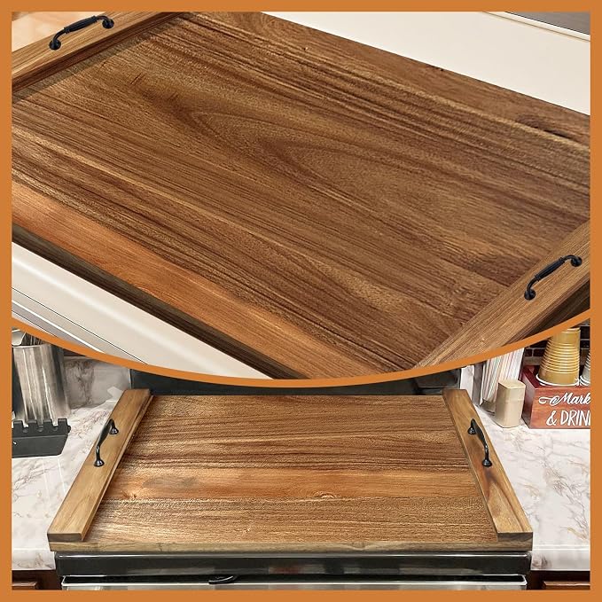Noodle Board Stove Cover with Handles, Acacia Wood | For Electric Stove, For Gas Stove Top