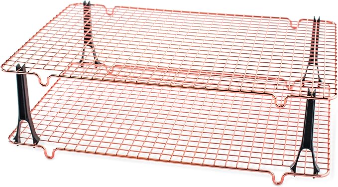 Nordic Ware Stackable Cooling 2 Copper Racks Plus 4 Snap-On Legs, 16.875 in × 11.5 in × 0.75 in