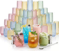 48 Pack Disposable Wine Glasses, Plastic Champagne Flutes - Stemless Clear | 24 9oz Flutes, 24 12oz Wine Cups, Cocktail Glasses, BPA-Free Shatterproof Unbreakable Reusable Recyclable Wedding Birthday