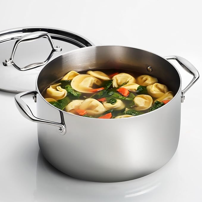 Tramontina Signature Tri-Ply Clad Stainless Steel 6-Quart Sauce Pot | Induction-Ready, Dishwasher-Safe, NSF-Certified, Made in Brazil