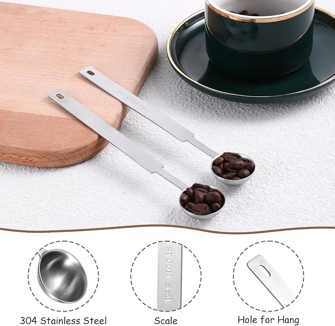 2 Pcs Teaspoons Measuring Spoon, 5 Gram Scoop, Stainless Steel Measuring Spoons, 1 Teaspoon (5 mL | 5 cc | 1/6 oz | 1/3 Tablespoon), Dishwasher Safe, Metal Measuring Spoons for Cooking & Baking