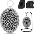 Cast Iron Scrubber Chainmail, 316 Stainless Steel Pot Cleaner with Pan Scraper, Heavy Duty Rust Remover for Cast Iron Skillet, Grill, Dutch Oven – Dishwasher Safe, Heat Resistant Kitchen Cleaning Tool