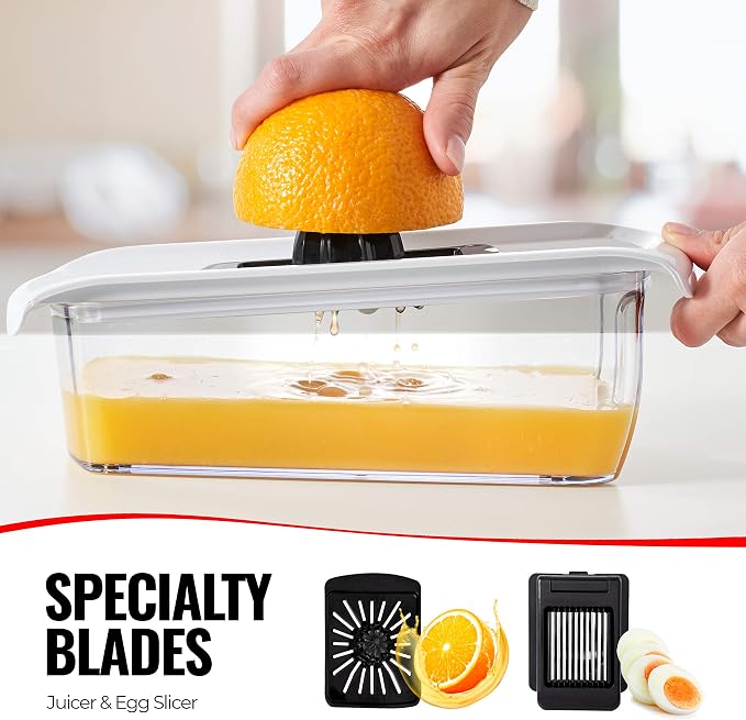 Fullstar Pro Mandoline Vegetable Slicer, Grater & Spiralizer with Container | 6 in 1 Fruit Cutter, Cheese Grater & Spiralizer with Safety Gloves, Stainless Steel Blades & Container (White/Black)