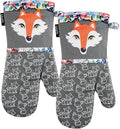 Alselo Oven Mitts 1 Pair, Silicone Printed Kitchen Mittens,7"x13.5" | Heat Resistant & Non-Slip Oven Gloves, Fashion Animal Design with Soft Quilted Cotton Lining for Baking Cooking BBQ (Grey 2)