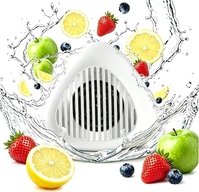 Portable Fruit and Vegetable Washer, Wireless Produce Cleaner with OH-ion | Rechargeable ABS Fruit Washer with 10-Min Auto Cycle, Portable Veggie Cleaner for Kitchen, Camping, Travel and RV