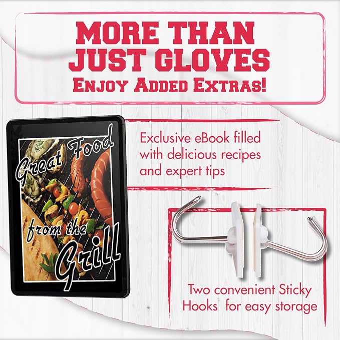 KITCHEN PERFECTION S Silicone Smoker BBQ Gloves - Heat Resistant Oven Mitts | Made For Women, Waterproof, 5-Finger Design For A Better Grip, For Meat Smoking, Grilling, Cooking, Frying Turkey, Grill Gift